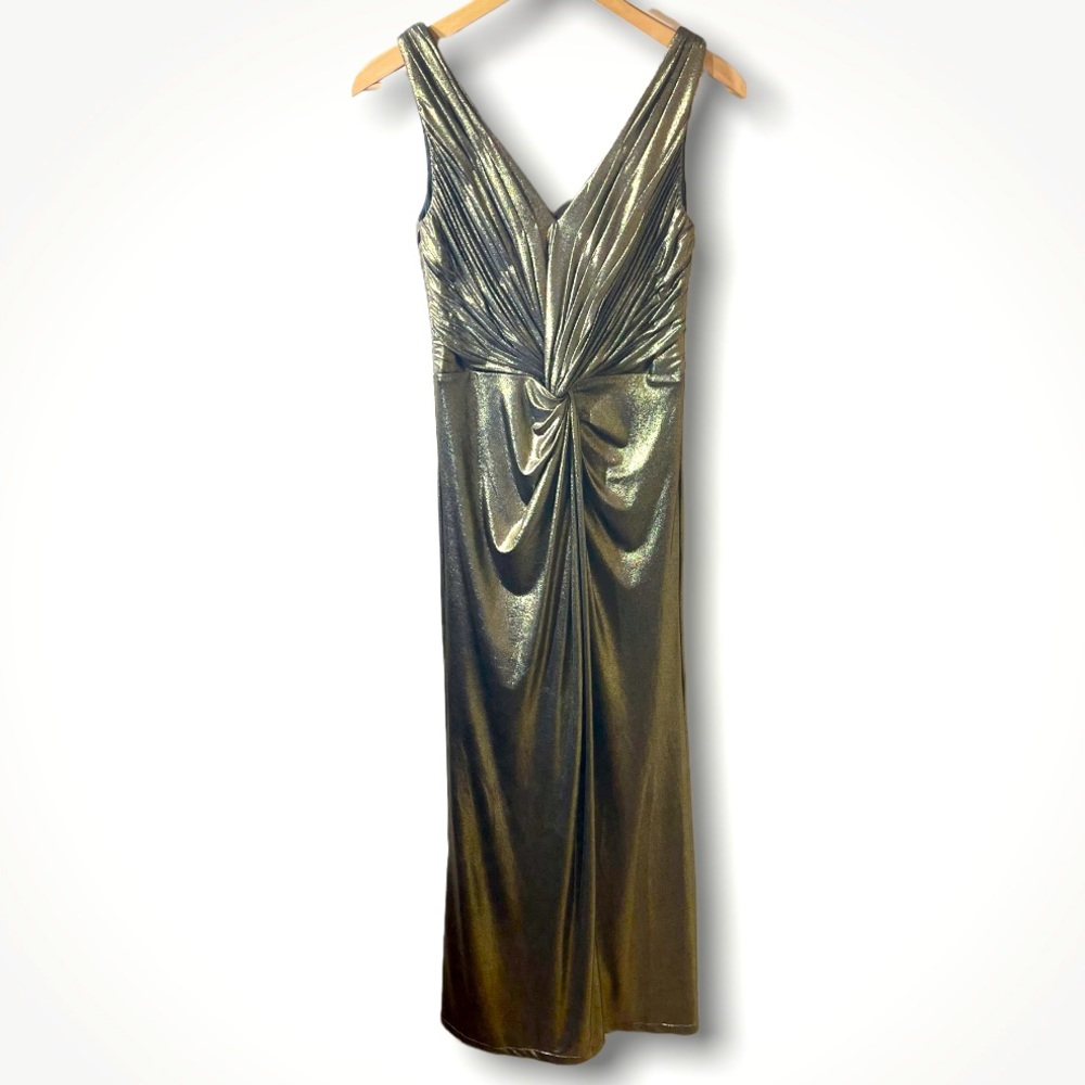 Cartise Gold/Black Ruched Twist Formal Evening Gown Size 2
